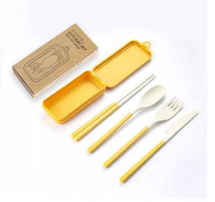 Curso de empacotamento da caixa do grupo de jantar de 3 partes com utensílios de mesa de dobramento de Spork dos hashis