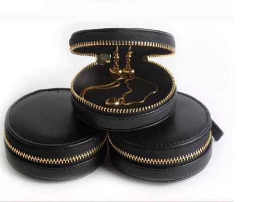 QC de couro minimalista Mini Jewelry Box With Zipper Deboss da caixa do plutônio