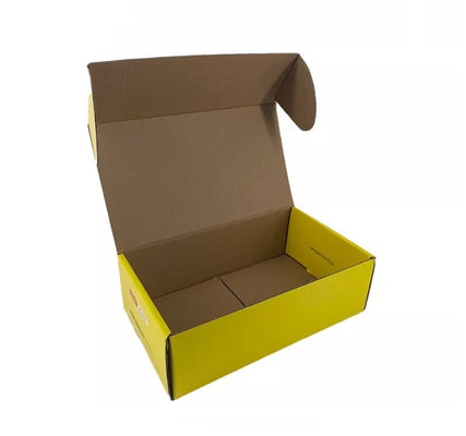 As caixas de empacotamento Compostable de dobramento corrugaram a caixa de papel amarela que grava