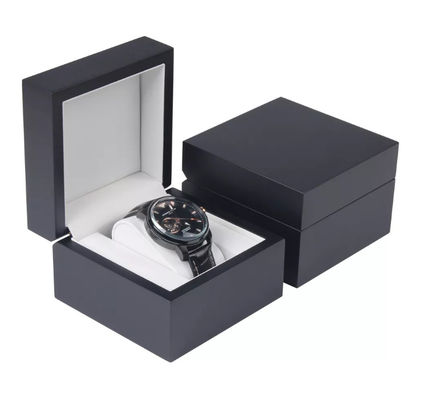 Quadrado preto personalizado do couro de Matte Single Watch Boxes Pu de madeira