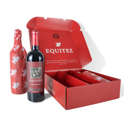 Caixas de empacotamento do encarregado do envio da correspondência do vinho das caixas de presente da garrafa de vinho do cartão para 3 blocos da garrafa