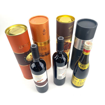 As caixas do ODM Logo Wooden Wine Bottle Gift do OEM encadernam o tubo de papel