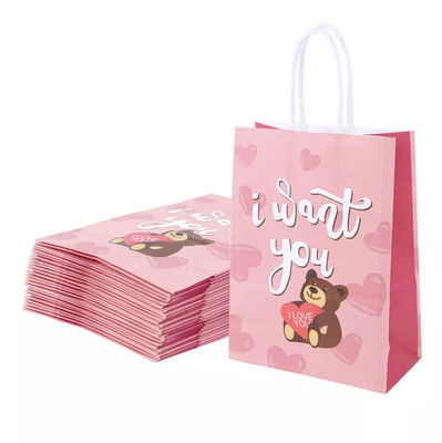 Saco Debossing do presente do Livro Branco da bolsa CMYK Kraft do papel de embalagem dos Valentim