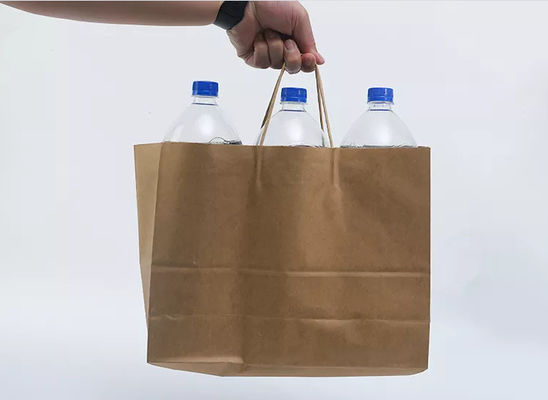 Saco de empacotamento de compra do presente de LOGO Printing Kraft Takeaway Bags biodegradável