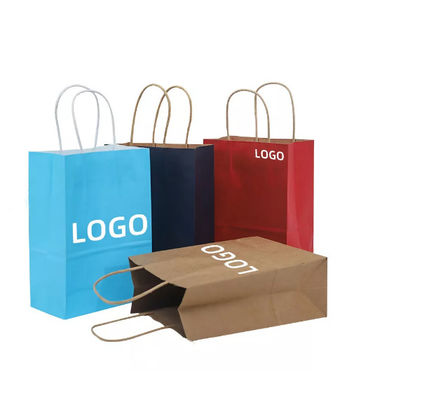Saco de empacotamento de compra do presente de LOGO Printing Kraft Takeaway Bags biodegradável