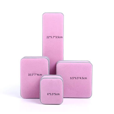 Guarda-joias ISO9001 de veludo do OEM Ring Necklace Packaging Box Pink