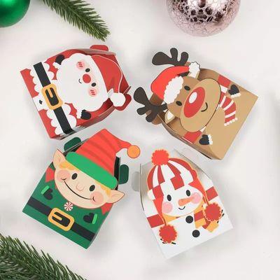 Caixas de presente de doces de férias de papelão de luxo 10*10*10 cm multicoloridas